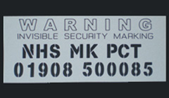 security marking shiny surfaces